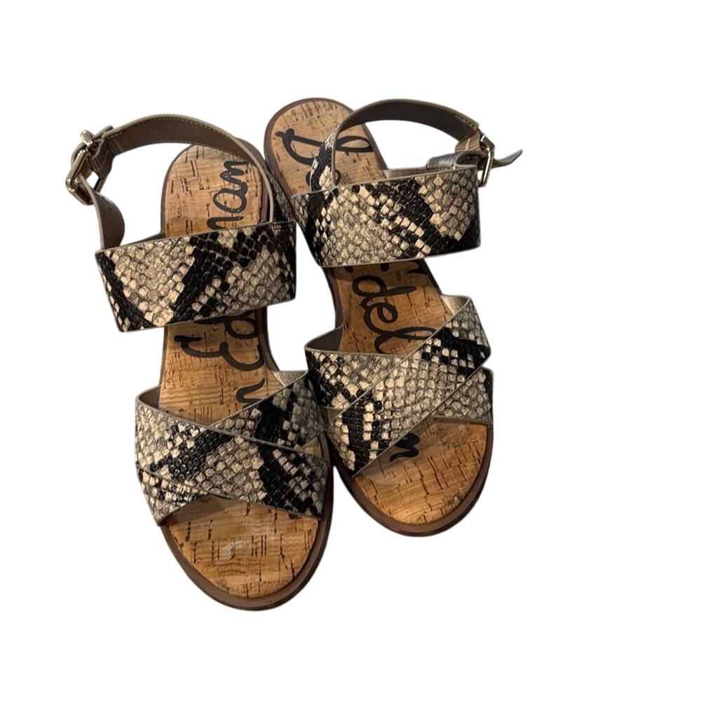 Sam Edelman Beige and Black Snake Print Sandals